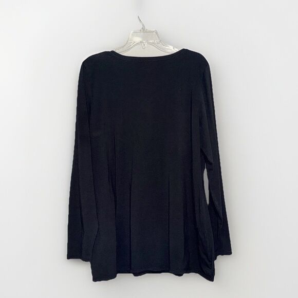 Pure J Jill Long Sleeve Stretch Cotton Tee Shirt Black Top Casual Minimalist XL - Picture 2 of 10